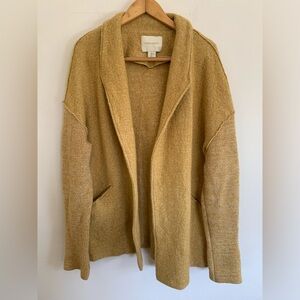 Cynthia Rowley Mustard Yellow Wool Blend Open Front Oversized Cardigan Coat